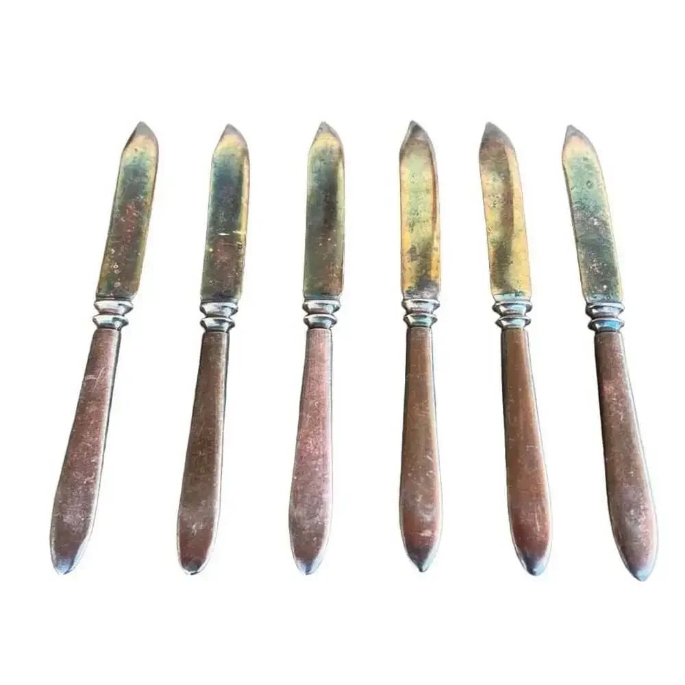 Set of 6 Antique 1847 Rogers Bros Warranted Silverplate Fruit Knives